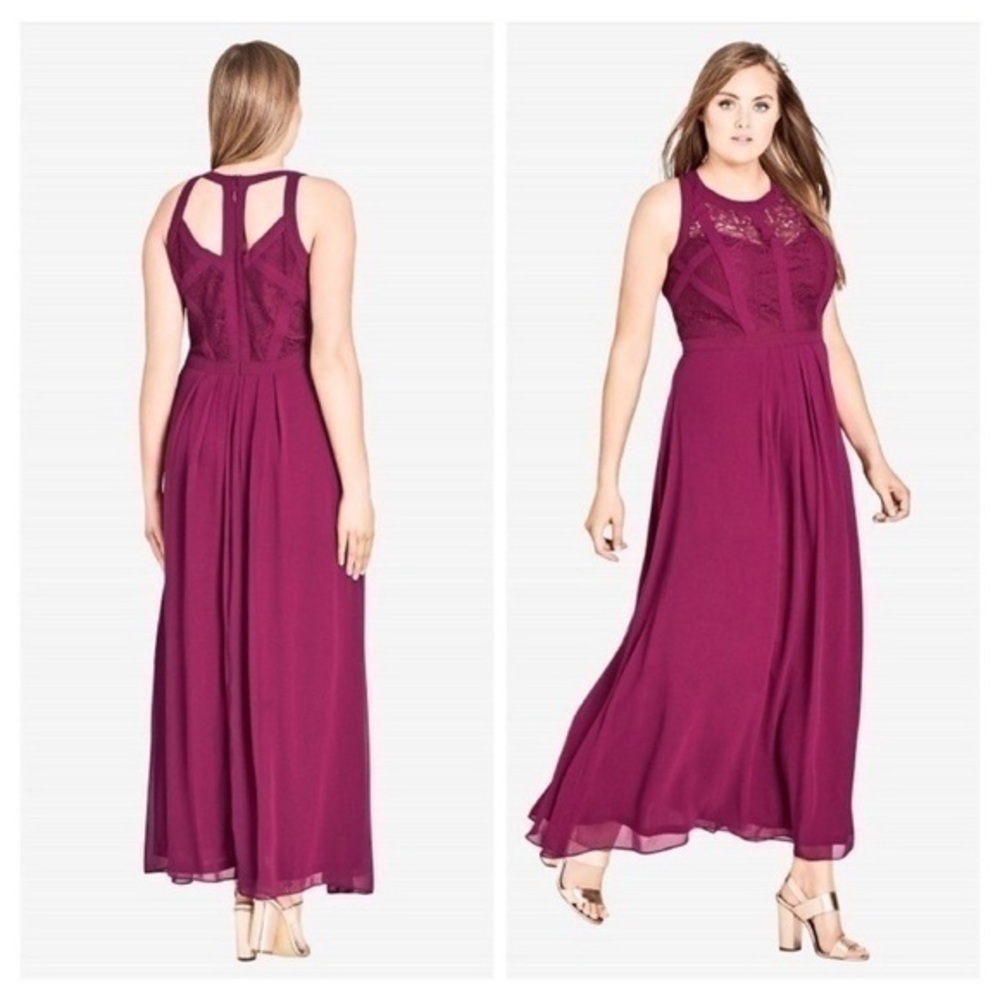 New City Chic Mulberry Lace Bodice Maxi Dress Purple Prom Wedding Bridesmaid 14